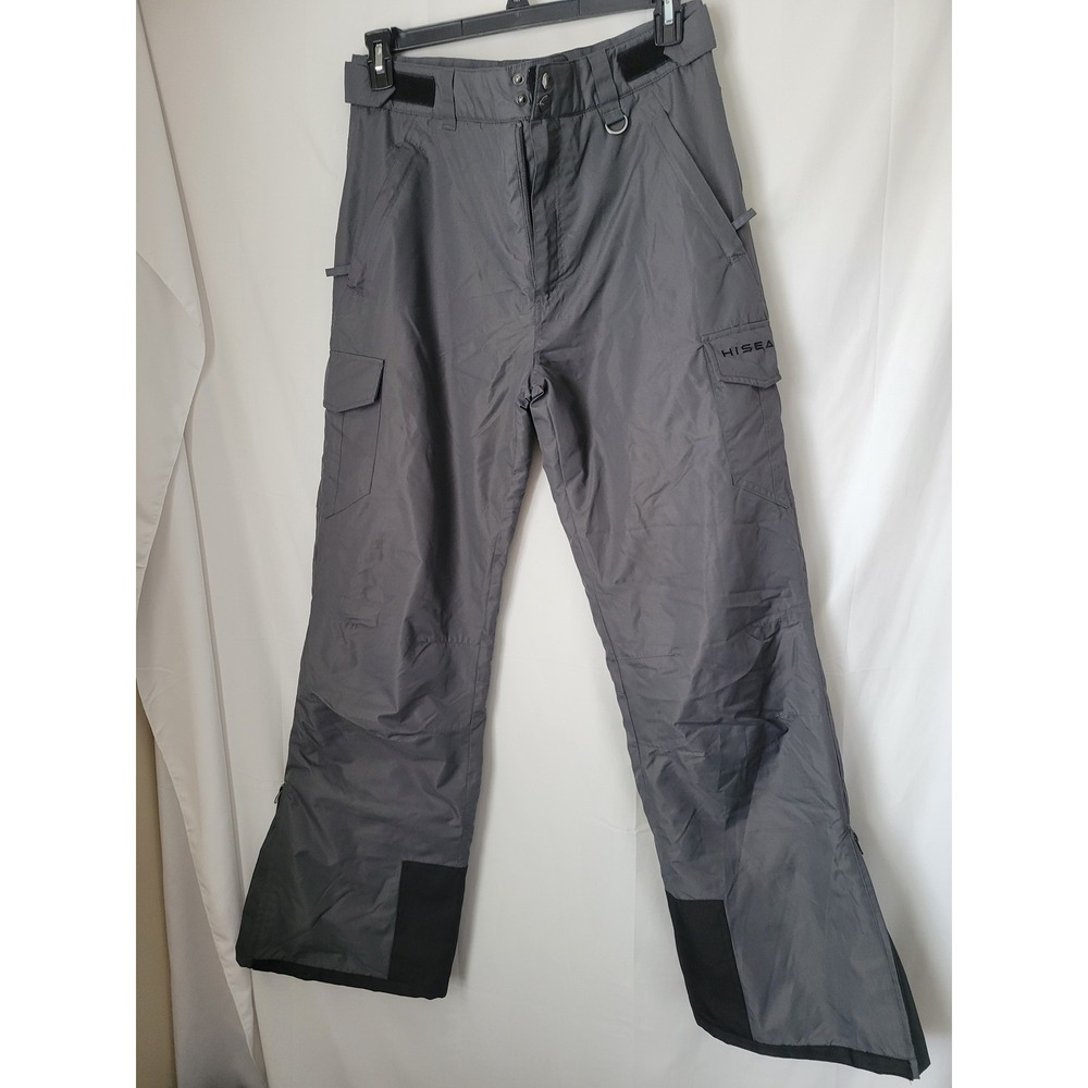 HISEA Men's Gray Insulated Snow Ski Pants Winter Outdoor Waterproof Size M Tall